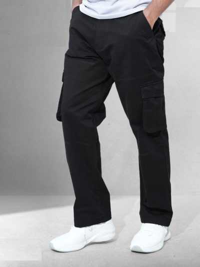 Multi Pockets Fitted Black Cargo Pants