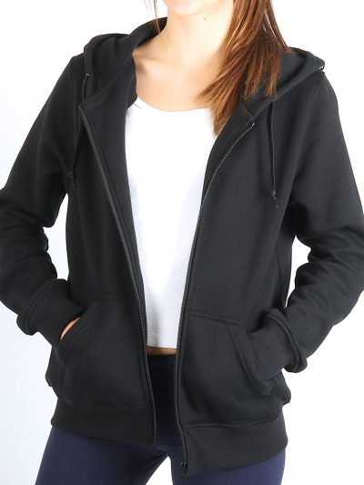 Ladies  Full Zip Black Hoodie