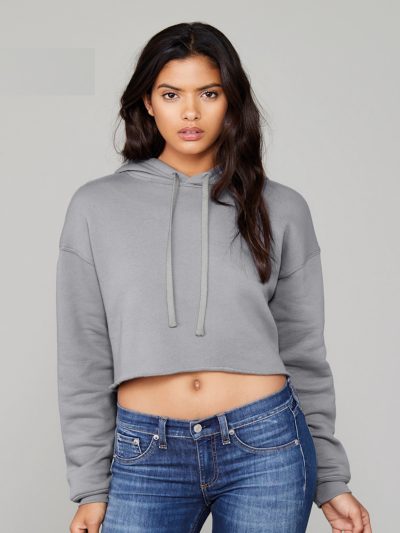 Ladies  Drop Shoulder Crop Hoodie