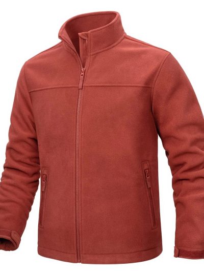 High Neck Colorful Zip Pocket Fleece jacket
