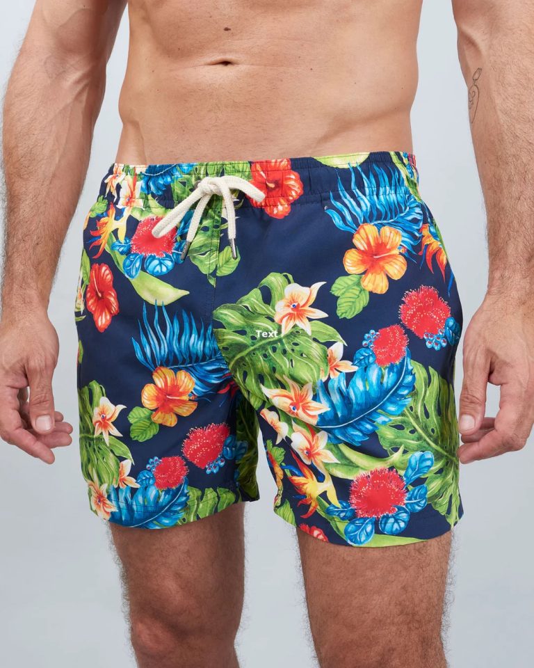 Men’s Floral Printed Short Length Swimming Shorts