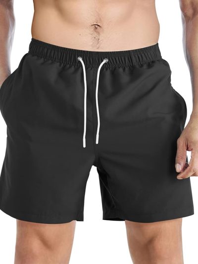 Men’s Black Beach Shorts With Inside Mesh Lining