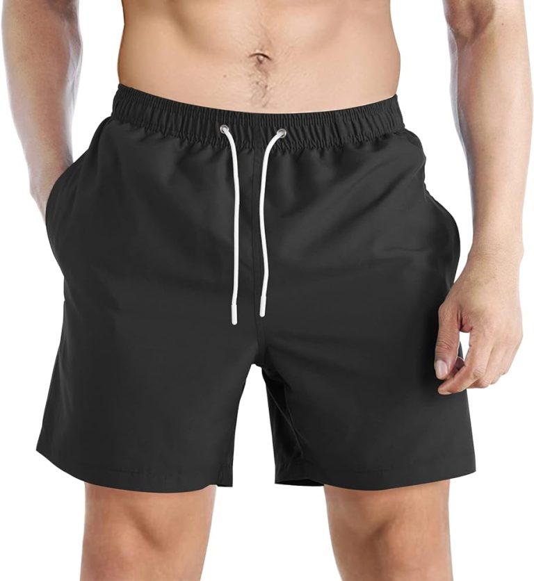 Men’s Black Beach Shorts With Inside Mesh Lining
